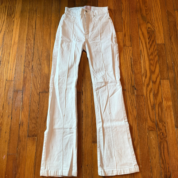 Revice Cutout Flare 70s Retro Jeans White Avalon Size 28 - Picture 5 of 12